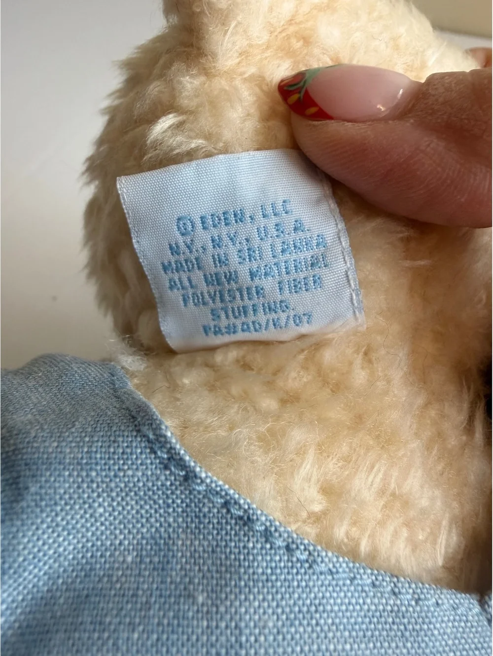 Vtg OshKosh B'gosh Eden Plush Teddy Bear Blue Overalls 11
